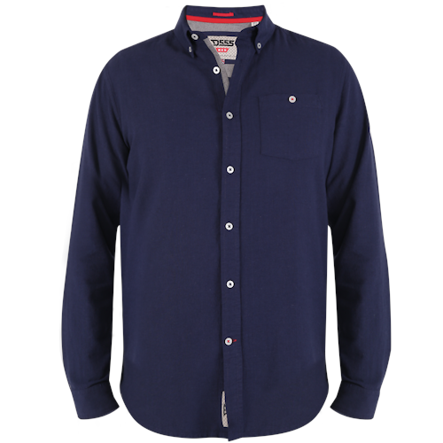 D555 Seddon Long Sleeve Linen Mix Shirt Navy